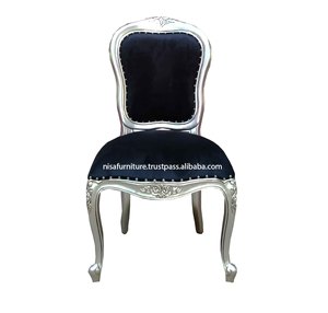 <b>Modern</b> French Antique <b>Dining</b> Chairs Upholstered Velvet Fabric with Solid Wood Mahogany for Kitchen Office or Hall Furniture - Product Image 2