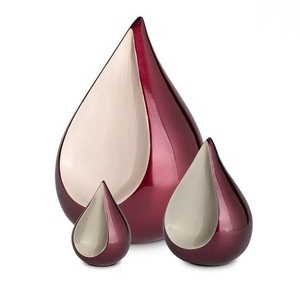 Designer Teardrop Shape Aluminium Cremation Urns <b>Cream</b> & Wine Color Keepsake & Child / Pet/ Ashes Cremation Urns for Burial - Product Image 1
