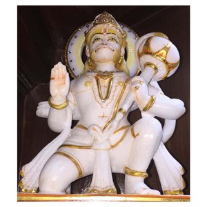 หินอ่อนสีขาว Pavan Putra ลอร์ดหนุมานนั่งไอดอล - Product Image 1