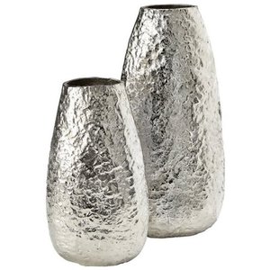 <b>Set</b> of 2 Pcs Polish Hammered Aluminum <b>Vase</b> for Home Decorative Item - Product Image 1