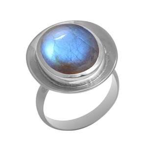 Piedra preciosa de labradorita ovalada genuina, anillo de plata sólida 925, anillo de estilo Vintage, anillo de cóctel, joyería al por mayor de Casa De Plata - Product Image 1