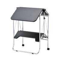 Chariot de cuisine pliable moderne en acier chromé avec étagère noire en MDF et structure en fil métallique, table de rangement portable, bureau pour ordinateur portable à domicile, durable