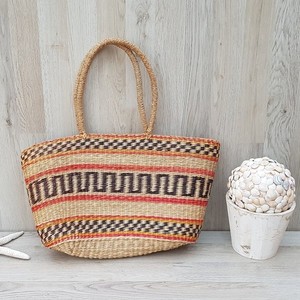 Sac de plage en osier Vintage imprimé Aztec, sac à main en paille de style bohème, avec doublure - Product Image 1