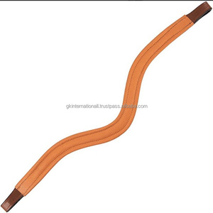 High Quality Premium Tan Leather Empty Channel Horse Brow Band Full Padded Decorate with Diamond Bling <b>Crystal</b> & Full <b>Stitching</b> - Product Image 1