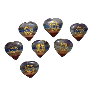 Best Saler of Engraved <b>Chakra</b> Bonded Heart <b>Set</b> : Engraved <b>Chakra</b> Bonded Heart <b>Set</b> at Low Price - Product Image 1