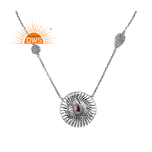 Joaillerie-collier avec pendentif en argent Sterling 925 pour femmes, sautoir en pierre précieuse naturelle au grenat, fabrication de bijoux - Product Image 1