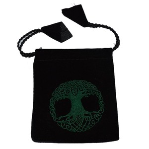 Best Saler of Black Pouch with Green Printed Tree of Life : Black Pouch with Green Printed Tree of Life for Sale - Product Image 1