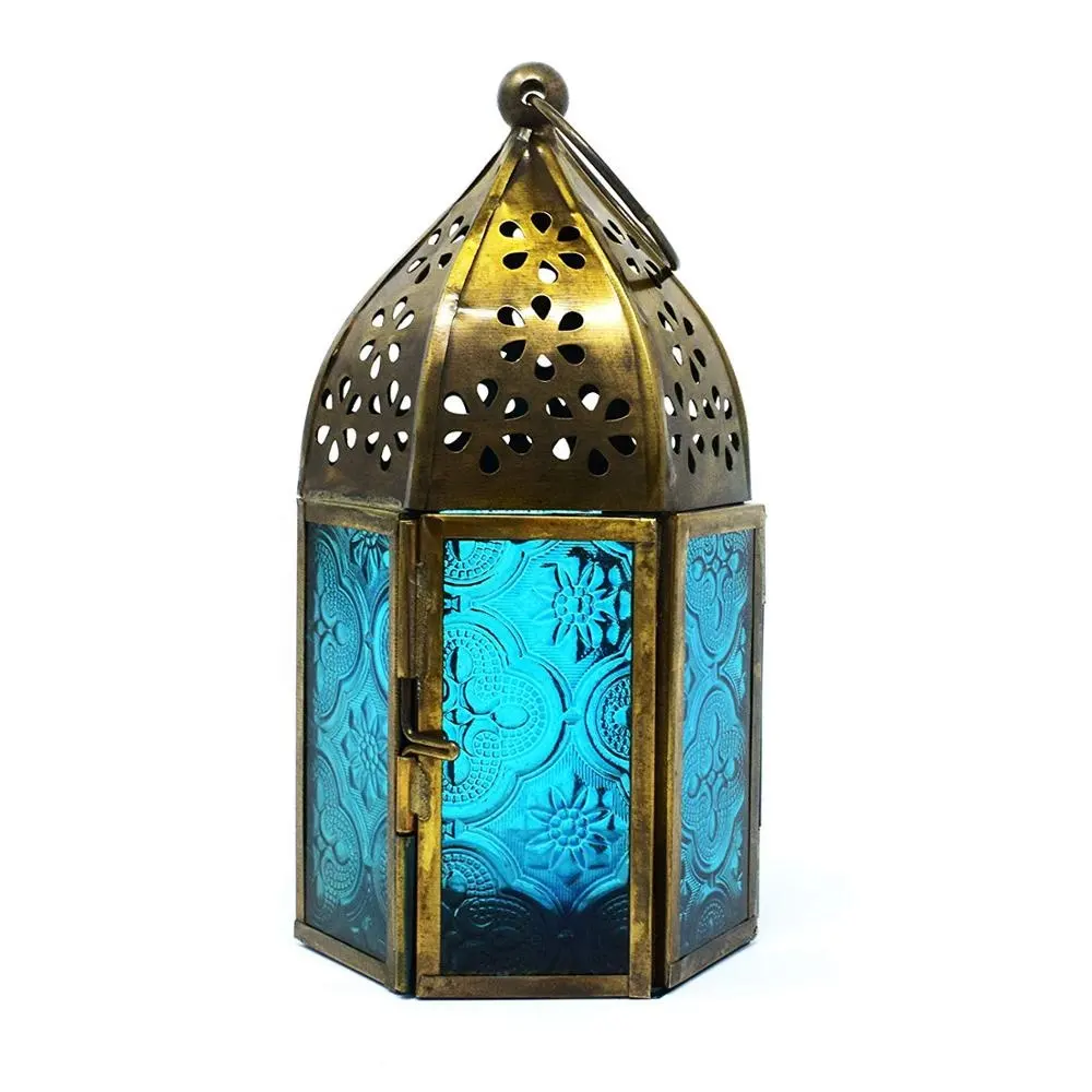 Piano tavolo in stile marocchino in vetro metallico e portacandele Tealight lanterna sospesa vetro metallo stile marocchino