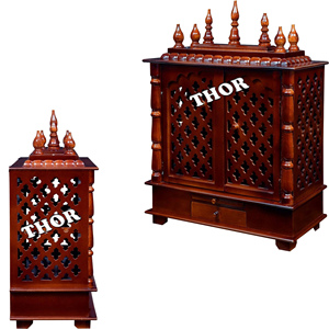 งานไม้ตกแต่งบ้านทำจากไม้ Mandir Pooja Room งานหัตถกรรมสีน้ำตาลขัดดีไซน์วัด Pooja Ghar - Product Image 6