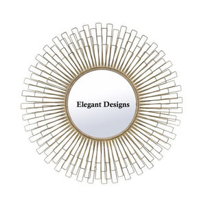 Miroir mural en métal fait à la main de qualité supérieure Miroir décoratif fantaisie enduit de poudre d'or Meilleure vente au prix de gros - Product Image 3