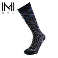 Chaussettes de basketball montantes à compression motif patchwork en Spandex/Nylon avec logo personnalisé pour l'automne – Vente en gros