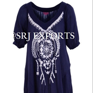 Túnica Bordada Aari Hermosa y a la Moda para Chicas, Modelo 2026, Ropa de Playa, Manga Corta, Mini Vestido - Product Image 2