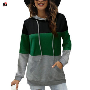 Sudaderas con capucha Sudadera de mujer Patchwork multicolor Logotipo de marca personalizado Impresión/Bordado Tela de lana de algodón - Product Image 3