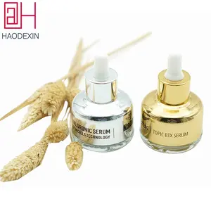 니트릴 전구 1oz 럭셔리 골드 실버 유리 dropper 병 HAODEXIN 30ml 세럼 에센셜 오일 병 droppers 와이퍼