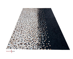 Tapis en cuir de vachette brodé de fourrure naturelle d'exportateur indien de conception moderne de bonne qualité pour le salon tapis en cuir - Product Image 1