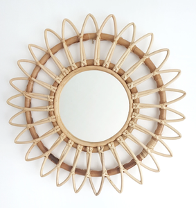<b>Wicker</b> Round Rattan Wall <b>Mirror</b> Flower Shape - Product Image 1