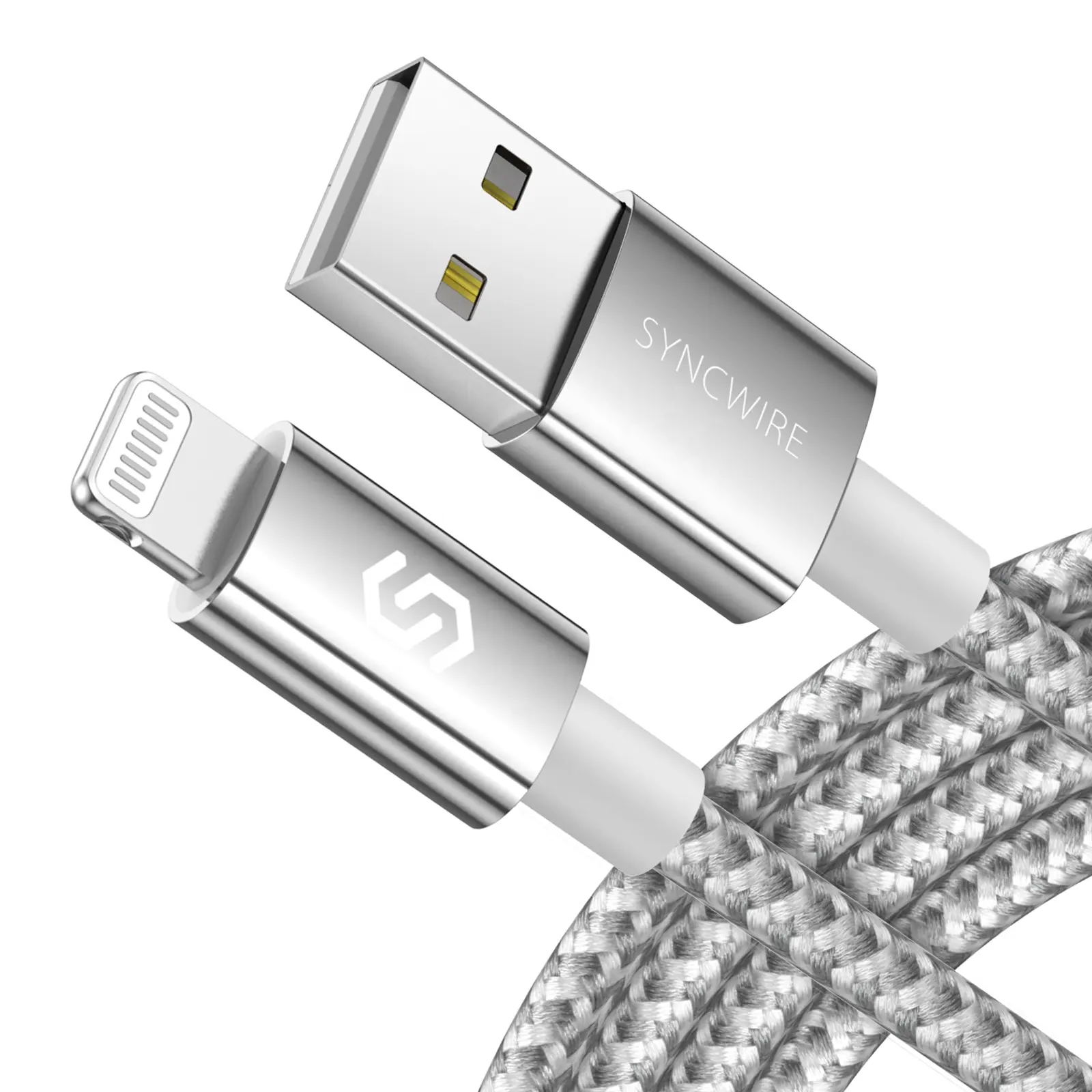 Syncwire Kabel USB Pengisi Daya Cepat, Kawat Nilon Kepang 6, 6ft/2M untuk Apple Iphone
