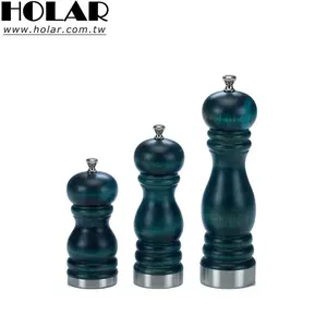 [Holar] Taiwan Made Solid Retro Green Wood Pepper Grinder Mill with Adjustable Ceramic Burr
