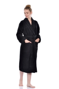 Peignoir de luxe en coton turc 100%, joli prix, de haute qualité, couleur noire, pour femmes - Product Image 2