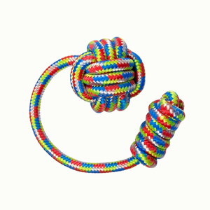 Juguete de perro con mango de goma Natural, cuerda con bolas acopladas - Product Image 2