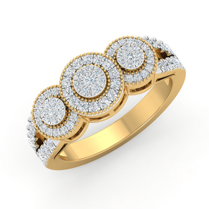 Anillo de Compromiso y Matrimonio Exclusivo para Mujer con Racimo de Diamantes Redondos Reales en Oro Amarillo de 10K - Product Image 1
