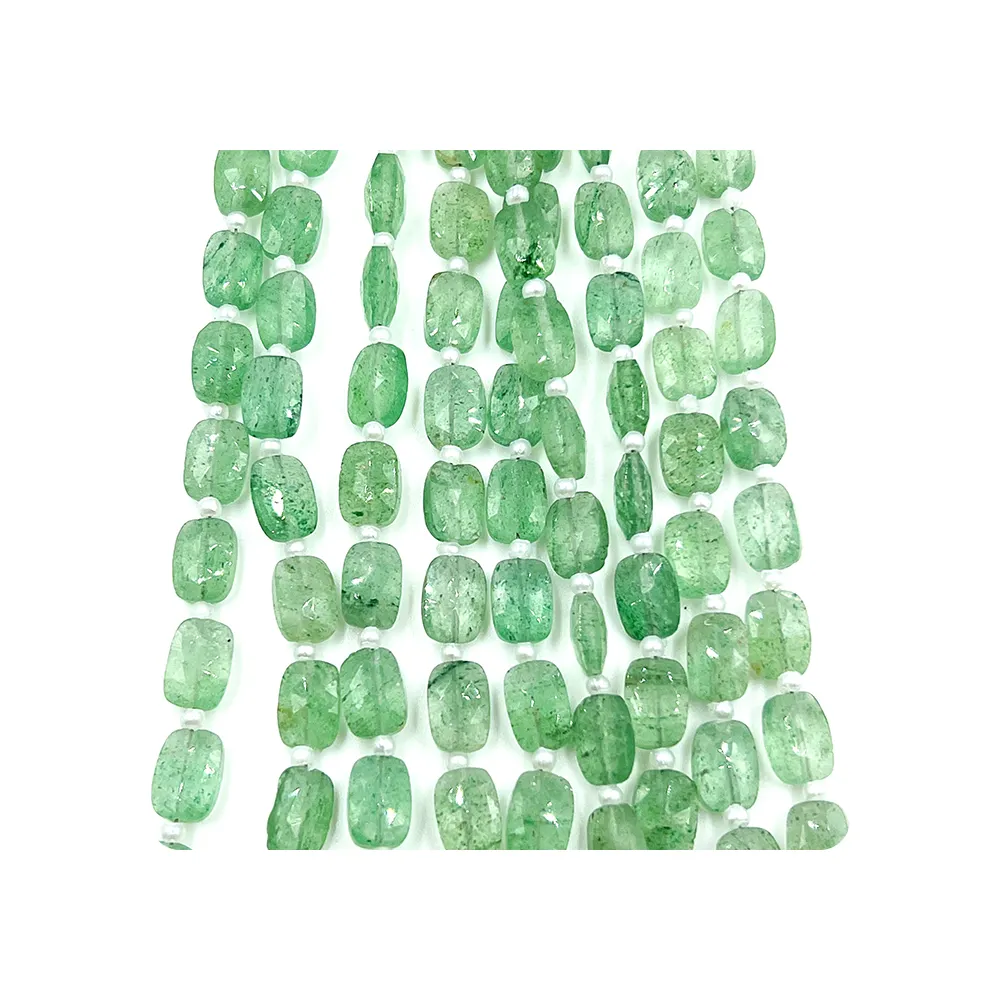 Cuentas de cuarzo con forma de cojín rectangular, abalorios de cuarzo con forma de fresa verde, 8 pulgadas, 7x9mm, venta al por mayor, precio de fábrica