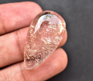 หินอัญมณีสีทอง Cabochon Rutile ควอตซ์คู่ Cabochon ควอตซ์พลอยหลวม Cabochon - Product Image 1