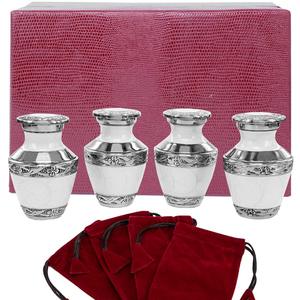 Set of 4 White American Style <b>Keepsake</b> Mini Cremation Urns Brass Memorial Urn Set with Velvet Box <b>for</b> <b>Ashes</b> Funeral Supplies - Product Image 5