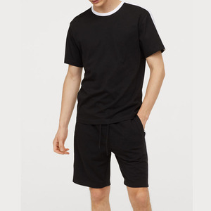 Conjunto de camiseta y pantalones cortos de manga raglán con contraste de cuello redondo para hombre, ropa personalizada de verano, por Inspire - Product Image 2