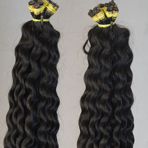 Cutícula natural brasileña alineada I Tips 1B Color negro Micro enlaces Templo rizado profundo Mejor ajuste Extensiones de cabello humano - Product Image 2