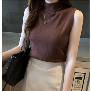 Wholesale Summer Women <b>Tops</b> New Casual Clothes Sleeveless Solid Women Blouse Knit Elastic Fashion Ladies <b>Tops</b> - Product Image 4