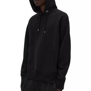 Sweat-shirts à capuche pour hommes, sur mesure, couleur noire, en coton pur, avec fermeture éclair, nouvelle conception, haute qualité, vente en gros OEM. - Product Image 3