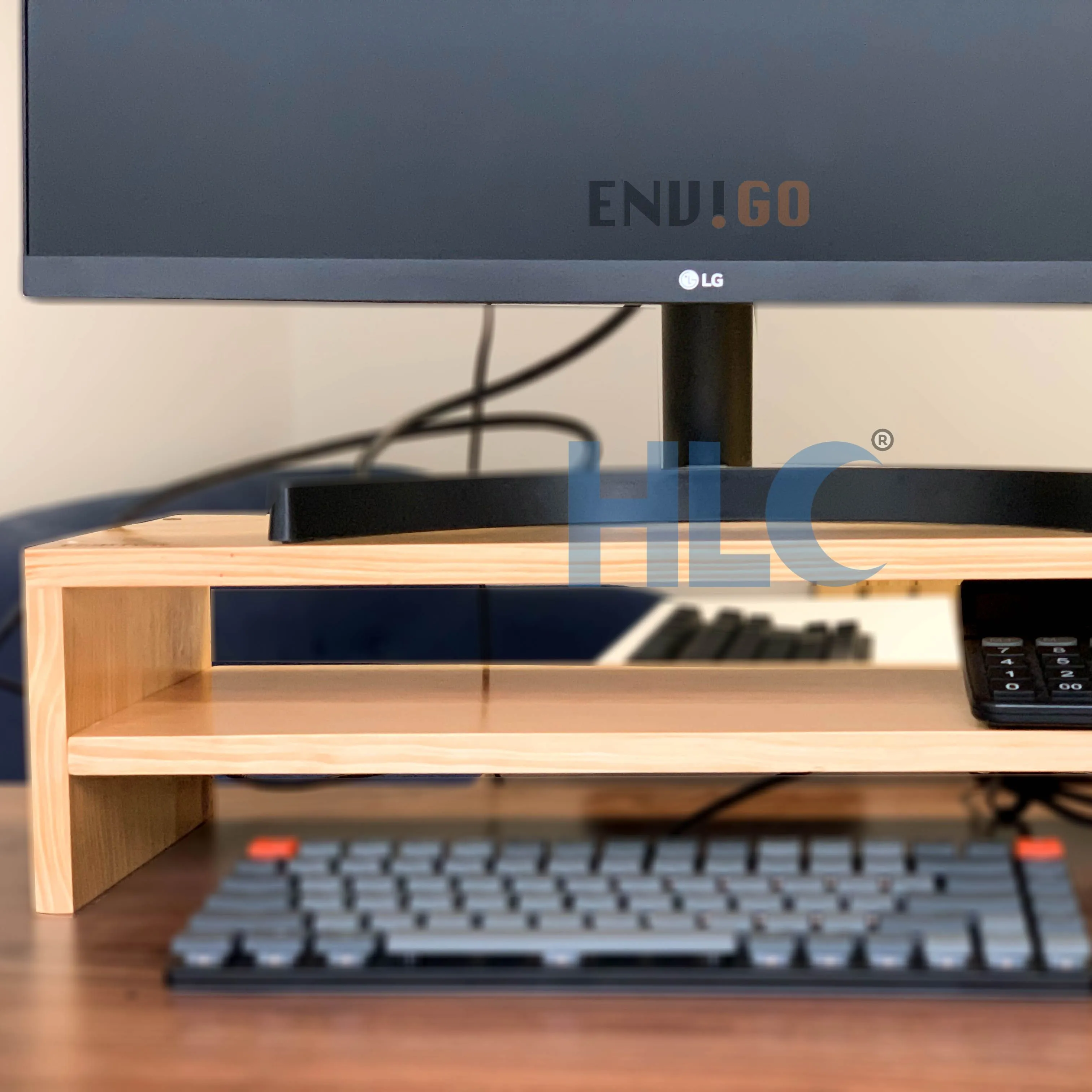 Monitor de madera resistente, soporte de TV desmontable, escritorio de TV de 2 capas, promoción