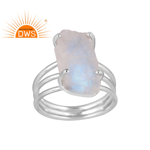 Tanga — bague en argent Sterling 925 et pierres précieuses émeraude, ensemble de bijoux empilables, vente en gros, naturel, vert brut - Product Image 1