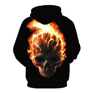 Sweat-shirt à capuche décontracté grande taille imprimé crâne brûlant entièrement sublimé pour l'été - Product Image 2