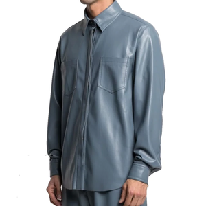 Camisa de cuero de manga larga de primavera ropa de moda 2023 MOQ bajo de buena calidad personalizada para hombres - Product Image 4