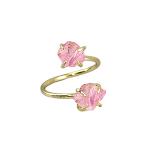 Bague en pierre précieuse pour filles et femmes, Double pierre émeraude verte, réglable, pierre de naissance - Product Image 5