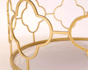 Mesa de centro decorativa de Metal con diseño de hojas, espejo superior - Product Image 3