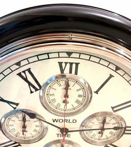 Vintage Style Brass Black Wooden <b>Clock</b> World Time <b>Clock</b> <b>Wall</b> <b>Decor</b> Nautical <b>wall</b> <b>clocks</b> - Product Image 3