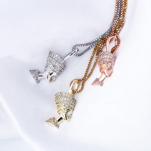 Bijoux Hip Hop en argent Sterling 925, collier de tête de reine néfertiti en plaqué or, nouvelle collection - Product Image 6