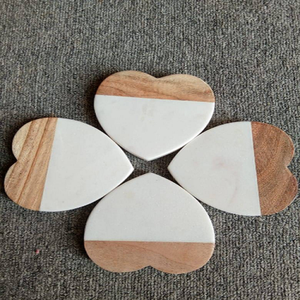 Dessous de verre économiques en bois d'acacia et en marbre pour le thé Vaisselle décorative Tapis et tampons avec emballage en carton - Product Image 4
