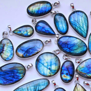 925 Sterling Silver <b>Bracelet</b> <b>Moon</b> Ring with Natural Faceted Blue Labradorite Open Glass Pendant Gemstone Nontoxic Eco-Friendly - Product Image 2