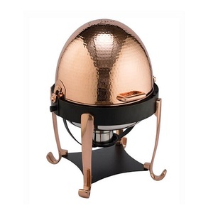 Calentador de alimentos de cobre y latón Plato de frotamiento de forma redonda hecho a mano para uso en bodas y eventos - Product Image 5