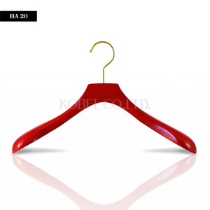 Percha de Madera Roja de Lujo Japonesa para Vestidos de Punto HA20_0265, Percha de Madera para Chaquetas, Percha para Ropa, Fabricante Japonés - Product Image 1