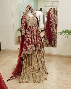 2019 Stunning Indian/Pakistani Wedding Ensemble <b>Top</b> and Lehenga with Heavy Zardozi Embroidery Work - Product Image 1