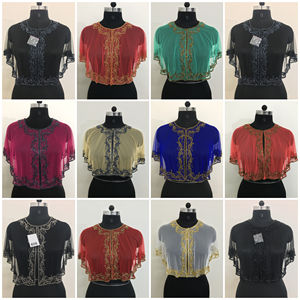 High Quality Plus Size <b>Women's</b> Beaded Work <b>Poncho</b> Shrug Tops Short Net Fabric With Embroidery Designs Latest Collection Girls - Product Image 5