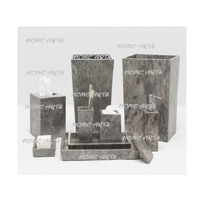 Ensemble de salle de bain en marbre Distributeur de savon de qualité supérieure Plateau de coiffeuse Porte-brosse à dents Ensemble de bain au prix le plus bas - Product Image 2