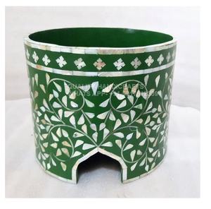 Arabic Style Ramadan Eid Gift Mother of Pearl Inlay <b>Cake</b> <b>Stand</b> 4 Pcs Wooden Lid <b>White</b> India Quality Handicrafts - Product Image 4