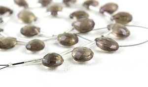 ลูกปัดรูปลูกแพร์เหลี่ยมเพชรพลอยควอตซ์21ชิ้น,สำหรับทำเครื่องประดับสีน้ำตาล2020 - Product Image 2