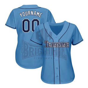 100% Polyester Cheap price Custom logo Design women Sublimated Button Baseball Jersey - Product Image 4